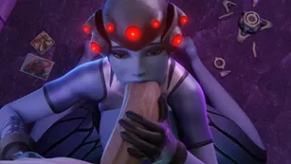 Widowmaker deepthroating in a nightclub