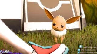 Kasumi enjoying Eevee's knot - Eshu-Chan
