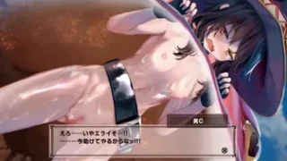 Megumin gets humiliated in a giant frog's mouth while the audience watches