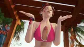 Dva Uses Her Magic Boobs on The Beach