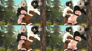 [JustausernameSFM] Futa 2B x 2P (Split Screen)