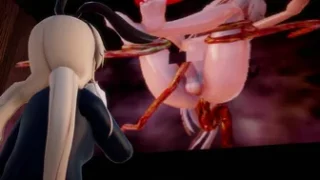 Estrus masturbation looking through the screen where the tentacles are raped