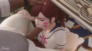 D.va Gives her secret oral dictation to her teacher (blacked) [Bewyx]
