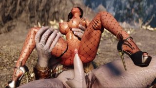Futanari Giant Fucks this dark Fishnet Slut