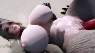 Wolf girl fucked by Werewolf on the beach