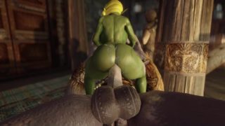 Goblin rides Futa Giant's giant cock