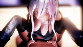 [mozuku48] Silver-haired girl cowgirl position