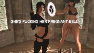 Tifa Lockhart fucks Lara Croft's pregnant belly.