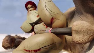 2 Zombie Sluts Fucked By Long Horse Cock