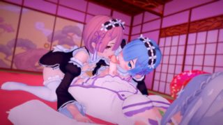 Futa Emilia has sex with Futa Ram & Futa Rem [Bruhchenko69]